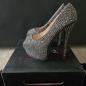 Studded Black Platform Stiletto Heels
